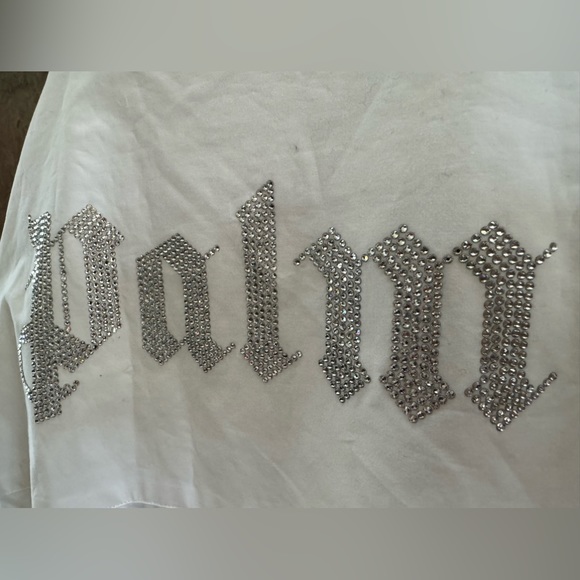 Palm Angels oversized elongated white gemstone back logo button down shirt - Picture 8 of 10